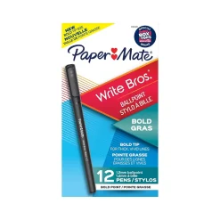 Paper Mate Write Bros. Ballpoint Pen, Bold Point, Black Ink, Dozen (2124520) Best
