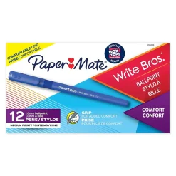 Paper Mate Write Bros. Grip Ballpoint Pen, Medium Point, Blue Ink, Dozen (8808087) Outlet