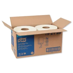 Paper Towels<Tork Paper Wiper Plus, 9.8 x 15.2, White, 300/Roll, 2 Rolls/Carton