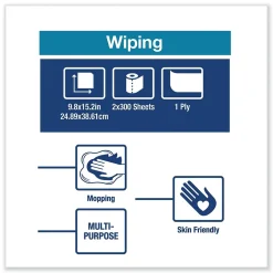 Paper Towels<Tork Paper Wiper Plus, 9.8 x 15.2, White, 300/Roll, 2 Rolls/Carton