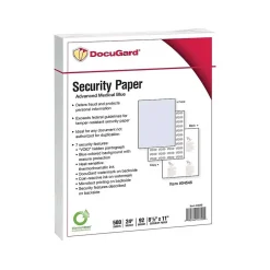 Outlet DocuGard Advanced 8.5" x 11" Medical Security Paper, 24 lbs., Blue, 500 Sheets/Ream, 2500/Carton (04545) Security & Carbon