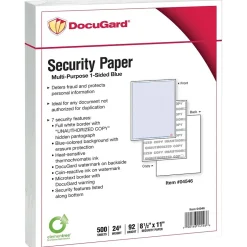 Best DocuGard Advanced 8.5" x 11" Security Paper, 24 lbs., Blue, 500 Sheets/Ream, 2500/Carton (04546) Security & Carbon