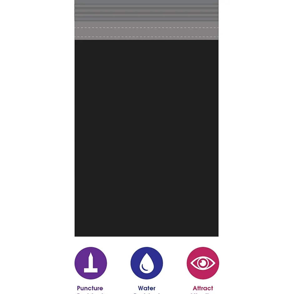 Partners Brand Colored Poly Mailers, 14.5" x 19", Black, 100/Case (CPM1419BK)* Poly Mailers