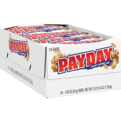 Gummy & Chewy Candy<Payday Peanut Caramel Chewy Candy Bars, 1.85 oz, 24/Box (HEC80723)