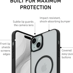 Cell Phone Cases<PEEL Bumper Series MagSafe Phone Case for iPhone 15 Plus Case, Shock Absorbing, Black (I15 PLUS BUMPER BLAC)
