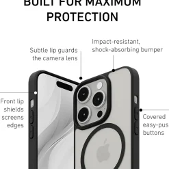 Cell Phone Cases<PEEL Bumper Series MagSafe Phone Case for iPhone 15 Pro Case, Shock Absorbing, Black (I15_PRO_BUMPER_BLACK)