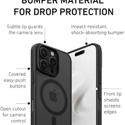 Cell Phone Cases<PEEL MagSafe Bumper Phone Case for iPhone 16 Pro, Shock Absorbing, Black (i16_PRO_BMP_BLK)