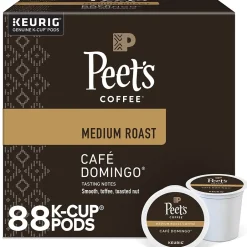 Keurig K-Cups<Peet's Coffee Cafe Domingo Coffee Keurig K-Cup Pod, Medium Roast, 88/Box (6543CT)