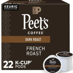 Keurig K-Cups<Peet's Coffee French Roast Coffee Keurig® K-Cup® Pods, Dark Roast, 22/Box (6545XX)
