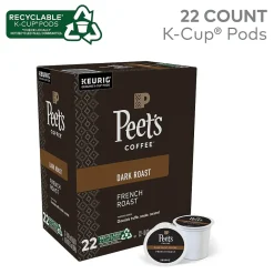 Keurig K-Cups<Peet's Coffee French Roast Coffee Keurig® K-Cup® Pods, Dark Roast, 22/Box (6545XX)