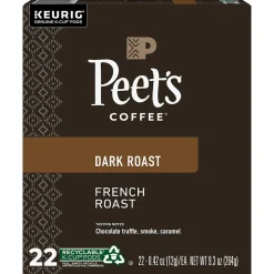 Keurig K-Cups<Peet's Coffee French Roast Coffee Keurig® K-Cup® Pods, Dark Roast, 22/Box (6545XX)