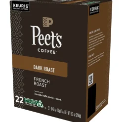 Keurig K-Cups<Peet's Coffee French Roast Coffee Keurig® K-Cup® Pods, Dark Roast, 22/Box (6545XX)