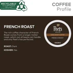 Keurig K-Cups<Peet's Coffee French Roast Coffee Keurig® K-Cup® Pods, Dark Roast, 22/Box (6545XX)