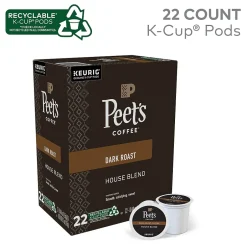 Keurig K-Cups<Peet's Coffee House Blend Coffee Keurig® K-Cup® Pods, Dark Roast, 22/Box (6546)