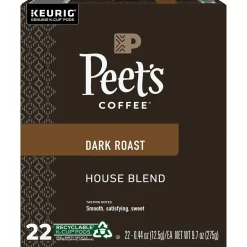 Keurig K-Cups<Peet's Coffee House Blend Coffee Keurig® K-Cup® Pods, Dark Roast, 22/Box (6546)