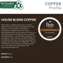 Keurig K-Cups<Peet's Coffee House Blend Coffee Keurig® K-Cup® Pods, Dark Roast, 22/Box (6546)