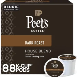 Keurig K-Cups<Peet's Coffee House Blend Coffee Keurig K-Cup Pod, Dark Roast, 88/Box (6546CT)