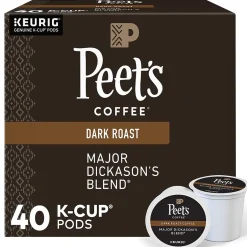 Keurig K-Cups<Peet's Coffee Major Dickason's Blend Single-Serve Keurig® K-Cup® Pods, Dark Roast, 40/Box (373354)
