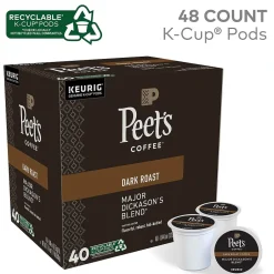Keurig K-Cups<Peet's Coffee Major Dickason's Blend Single-Serve Keurig® K-Cup® Pods, Dark Roast, 40/Box (373354)