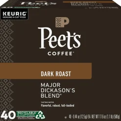 Keurig K-Cups<Peet's Coffee Major Dickason's Blend Single-Serve Keurig® K-Cup® Pods, Dark Roast, 40/Box (373354)