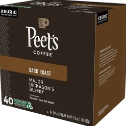 Keurig K-Cups<Peet's Coffee Major Dickason's Blend Single-Serve Keurig® K-Cup® Pods, Dark Roast, 40/Box (373354)