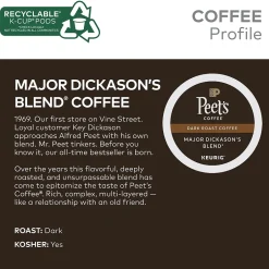Keurig K-Cups<Peet's Coffee Major Dickason's Blend Single-Serve Keurig® K-Cup® Pods, Dark Roast, 40/Box (373354)