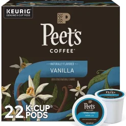 Keurig K-Cups<Peet's Coffee Vanilla Coffee, Keurig K-Cup Pod, Light Roast, 22/Box (5000376697)