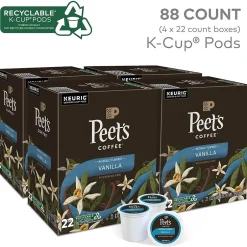 Keurig K-Cups<Peet's Coffee Vanilla Coffee, Keurig K-Cup Pod, Light Roast, 88/Carton (5000376697CT)