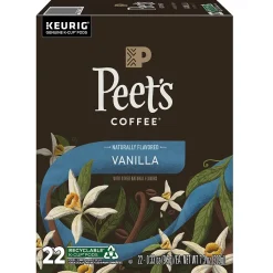 Keurig K-Cups<Peet's Coffee Vanilla Coffee, Keurig K-Cup Pod, Light Roast, 88/Carton (5000376697CT)