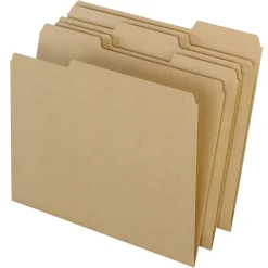 Pendaflex Earthwise 100% Recycled Colored File Folders, 3 Tab Positions, Letter Size, , 100/Box (4342) Natural New