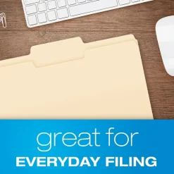 Pendaflex File Folder, 1-Tab, Letter Size, Manila, 100/Box (R752 1/3-2) New