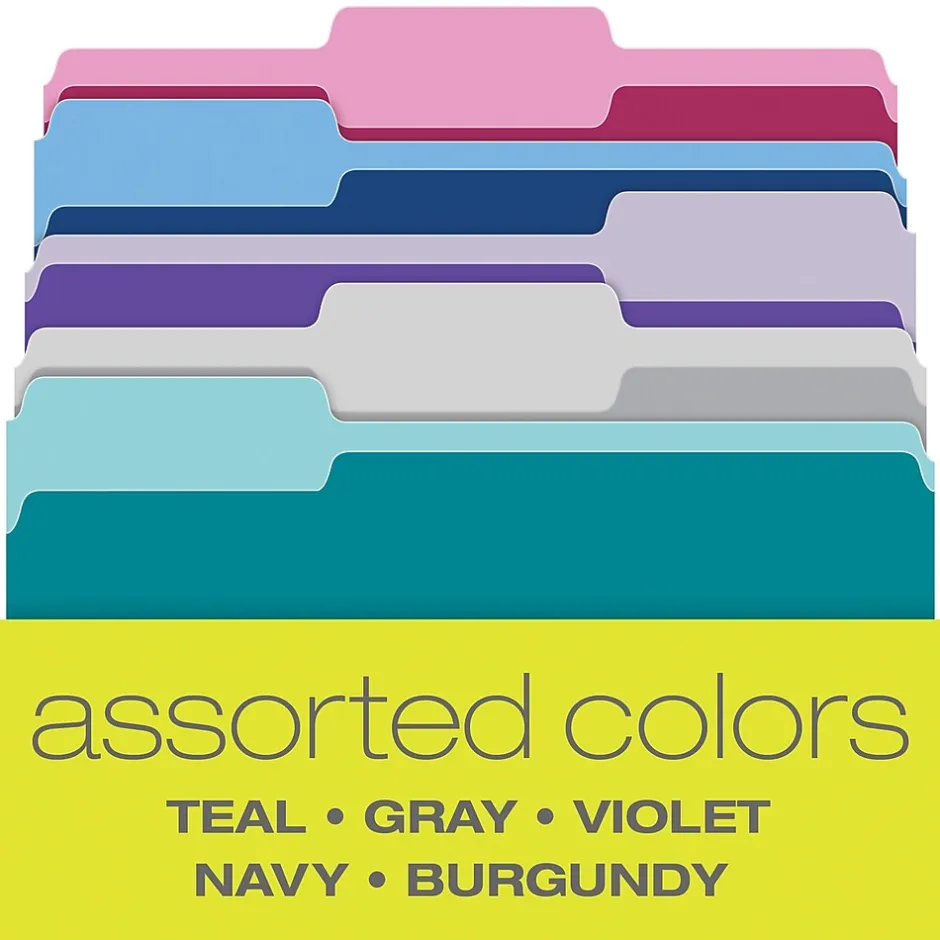 Pendaflex File Folder, 1-Tab, Letter Size, Assorted, 100/Box (02315) Online