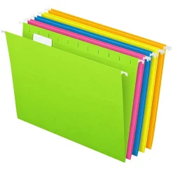 Pendaflex Glow 5-Tab Hanging File Folders, Letter Size, Multicolor, 25/Box (81672) Clearance