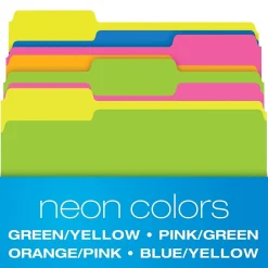 Pendaflex Glow Twisted 3-Tab File Folder, Letter Size, Multicolor, 12/Pack (40526) Clearance