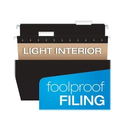 Pendaflex Hanging File Folder, 1/5-Cut Tab, Letter Size, Black, 25/Box (PFX81605) Clearance