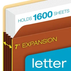 Pendaflex Heavy Duty Pockets, 7" Expansion Pocket Folders, Full Length Tab, Letter Size, Brown, 5/Box (15444HD) Online