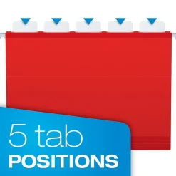 Pendaflex Ready-Tab Reinforced Hanging File Folder, 5-Tab, Letter Size, Red, 25/Box (42623) Online