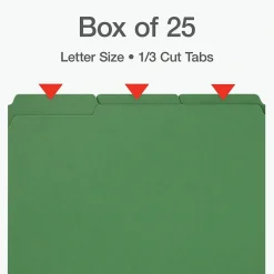 Pendaflex Recycled File Folder, 1/3-Cut Tab, Letter Size, Green, 25/Box (1007009) Sale