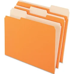 Pendaflex Recycled File Folder, 1/3-Cut Tab, Letter Size, Orange, 100/Box (152 1/3 ORA) Clearance