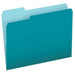 Pendaflex Recycled File Folder, 2/5-Cut Tab, Letter Size, , 100/Box (42101/3AQU) Aqua Outlet