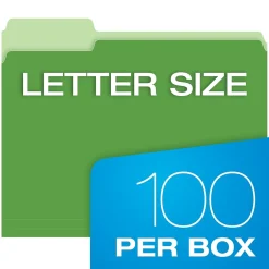 Pendaflex Recycled File Folder, 1/3-Cut Tab, Letter Size, Bright Green, 100/Box (42101/3BGR)