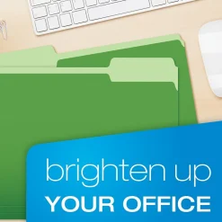 Pendaflex Recycled File Folder, 1/3-Cut Tab, Letter Size, Bright Green, 100/Box (42101/3BGR)