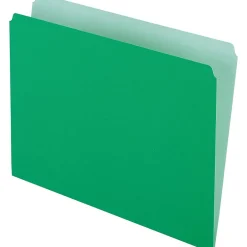 Pendaflex Two-Tone Recycled File Folder, Straight Cut, Letter Size, Bright Green, 100/Box (PFX 152 BGR) Online