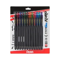 Pentel EnerGel Kuro Retractable Gel Pens, Medium Point, Assorted Colors Inks, 12/Pack (BL437R1BP12M) Best