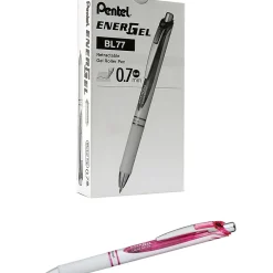 Pentel ® EnerGel® Pearl Deluxe RTX Liquid Gel Ink Retractable Pens, Medium Point, Black Ink, Dozen (BL77PWP-A) New