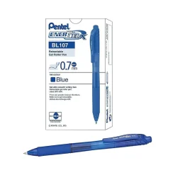 Pentel EnerGel-X RollerGel Retractable Gel Pens, Medium Point, Blue Ink, Dozen (BL107-C)