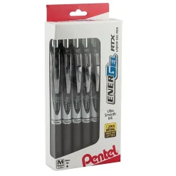 Pentel Roller Ball Pen, Medium Point, Black Ink, Dozen (BL77PC12A1) Clearance