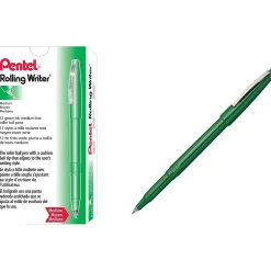 Pentel Rolling Writer Rollerball Pen, Medium Point, Green Ink, Dozen (R100D) Clearance