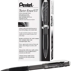 Pentel Twist Erase GT Mechanical No. 2 Pencil, Fine Point, Black Barrel, Dozen (QE205A)