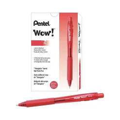 Pentel WOW! Retractable Ballpoint Pens, Medium Point, Red Ink, Dozen (BK440-B) Discount